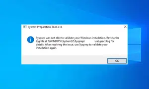 Błąd narzędzia System Preparation Tool (Sysprep) w Windows 10. Nie udało się zweryfikować instalacji. Sprawdź plik log.