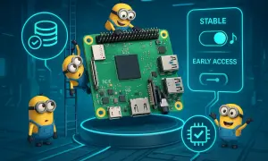 Minionki pomagają przy Raspberry Pi, symbolizując stabilność i wczesny dostęp. Idealne dla każdego, kto chce rozpocząć przygodę z diet pi.