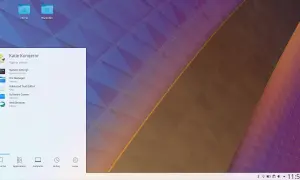 Menu z aplikacjami na pulpicie, pokazujące jak przełączać się między pulpitami.