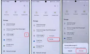 Formatowanie karty SD: wybierz opcję "Format" dla USB storage 1, aby wyczyścić dane.