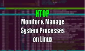 HTOP: Monitoruj i zarządzaj procesami systemowymi na Linuxie. Widok terminala z listą procesów.