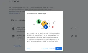 Konfiguracja klucza bezpieczeństwa dla konta Google. Możesz użyć Windows Hello do bezpiecznego logowania.
