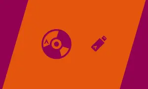 Ikona płyty CD i pendrive'a z logo Artix Linux.