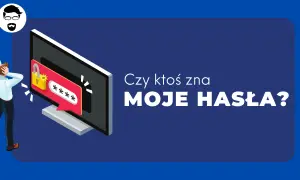 Zmartwiony mężczyzna, jak agent Tesla, widzi na ekranie kłódkę i cztery gwiazdki. Czy ktoś zna MOJE HASŁA?