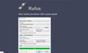 Program Rufus tworzy bootowalny pendrive z Ubuntu 18.04 LTS.