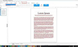 W oknie LibreOffice Draw włączona jest "Automatyczna Rechtschreibprüfung" w zakładce "Änderungen".