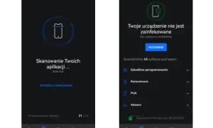 Czy iPhone ma antywirusa? Aplikacja skanuje urządzenie, informując, że nie znaleziono problemów.