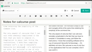 Notatki w aplikacji Laverna, tworzone są notatki o "calcurse post".