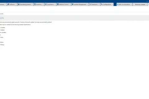 Zarządzanie aktualizacjami w Windows Server: zaznaczone "Updates" i "Feature Packs" dla efektywnego patch management.