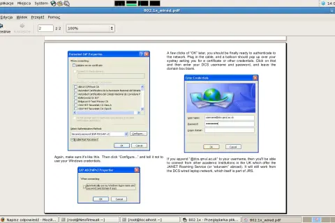 Konfiguracja Protected EAP, okno Enter Credentials z danymi logowania do sieci, gdzie używany jest radius server.