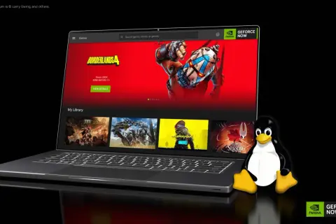 Laptop z GeForce NOW, gra Borderlands 4. Wybór między nvidia czy radeon? Tux kibicuje!