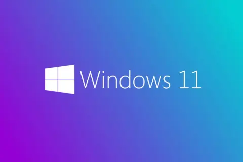 Logo Windows 11 na tle gradientu fioletowo-niebieskiego. Dowiedz się, jak zainstalować Windowsa.