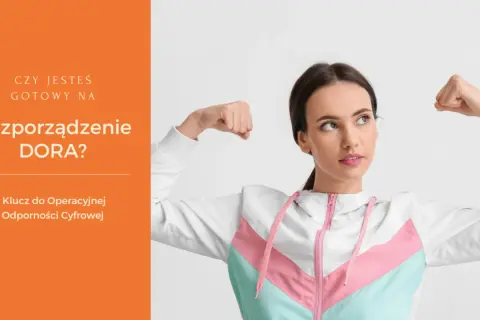 Gotowa na Rozporządzenie DORA? Młoda kobieta pokazuje siłę, symbolizując gotowość na nowe wyzwania cyfrowe.