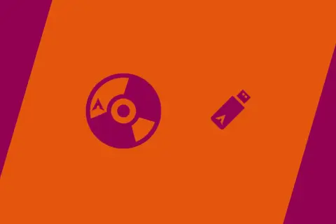 Ikona płyty CD i pendrive'a z logo Artix Linux.