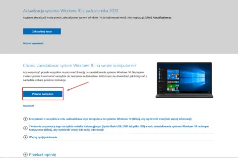 Chcesz dowiedzieć się, jak zaktualizować system Windows 10? Kliknij "Pobierz narzędzie", aby rozpocząć.
