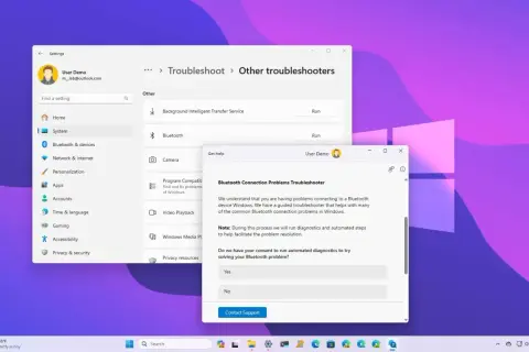 Rozwiązywanie problemów z połączeniem Bluetooth w Windows 11. Uruchomiono narzędzie do rozwiązywania problemów z Bluetooth.