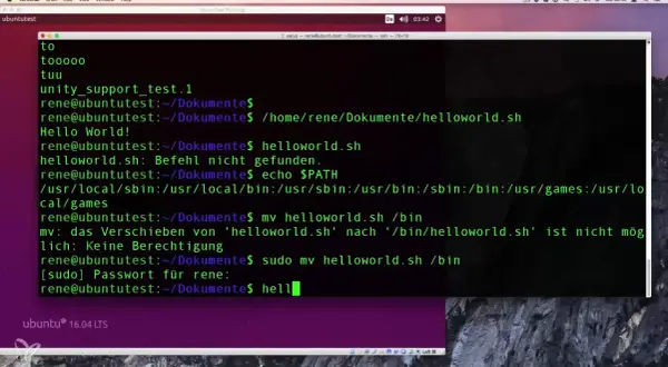 Terminal z poleceniami, w tym próba `export bash`. Widoczne są komunikaty o błędach i ścieżki systemowe.