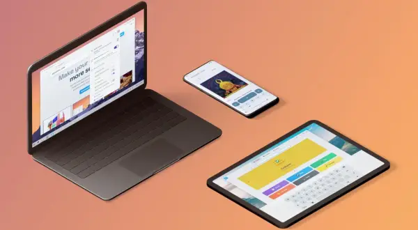 Laptop, smartfon i tablet z systemem Zorin OS.