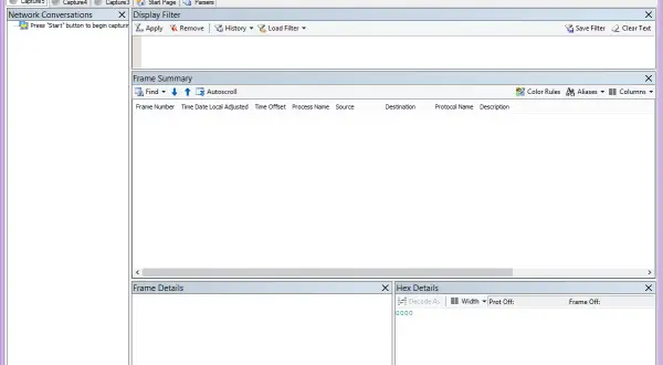 Microsoft Network Monitor 3.4, narzędzie do analizy ruchu sieciowego, podobne do tcpdump w systemie Windows.