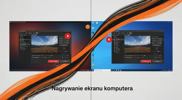 Zrzut ekranu Linux z dwoma oknami programu do nagrywania ekranu, jedno z czerwonym tłem, drugie z niebieskim.