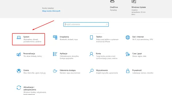 Kliknij "System", aby dowiedzieć się, jak sprawdzić model laptopa. Znajdziesz tam informacje o wyświetlaczu, dźwięku i zasilaniu.
