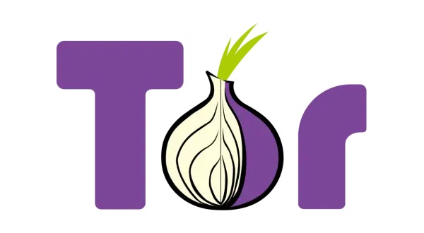 Logo Tor, czyli the onion router, z literą T, przekrojoną cebulą i literą r.