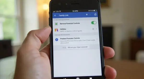 Jak usunąć hakera z telefonu? Na ekranie aplikacji Family Link widać opcję "Remove Parental Controls", która może pomóc w odzyskaniu kontroli.