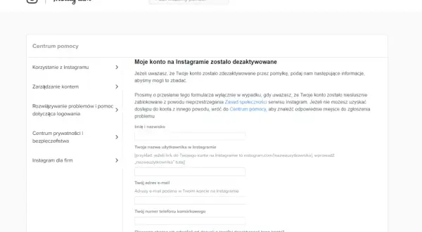 Formularz odwoławczy od dezaktywacji konta na Instagramie. Możliwy wirus na Instagramie? Wypełnij dane, by odzyskać dostęp.