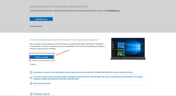 Chcesz dowiedzieć się, jak zaktualizować system Windows 10? Kliknij "Pobierz narzędzie", aby rozpocząć.