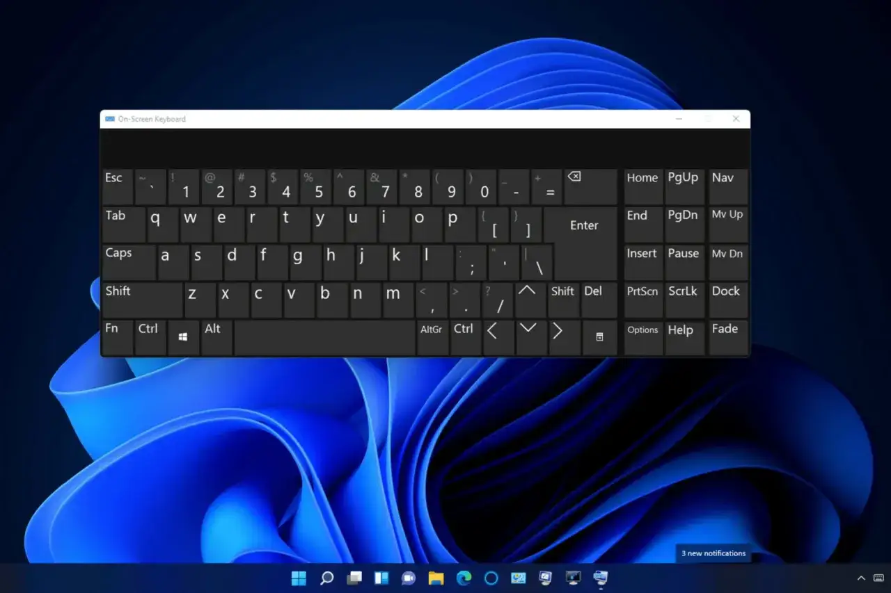 Klawiatura ekranowa Windows, przydatna gdy chcesz wiedzieć, jak zablokować ekran Windows.