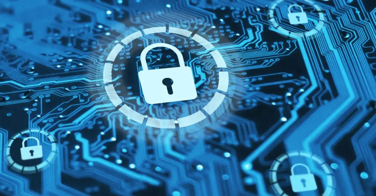 Cyfrowe obwody drukowane z ikonami kłódki symbolizującymi bezpieczeństwo danych, jak w TrueCrypt 7.1a.