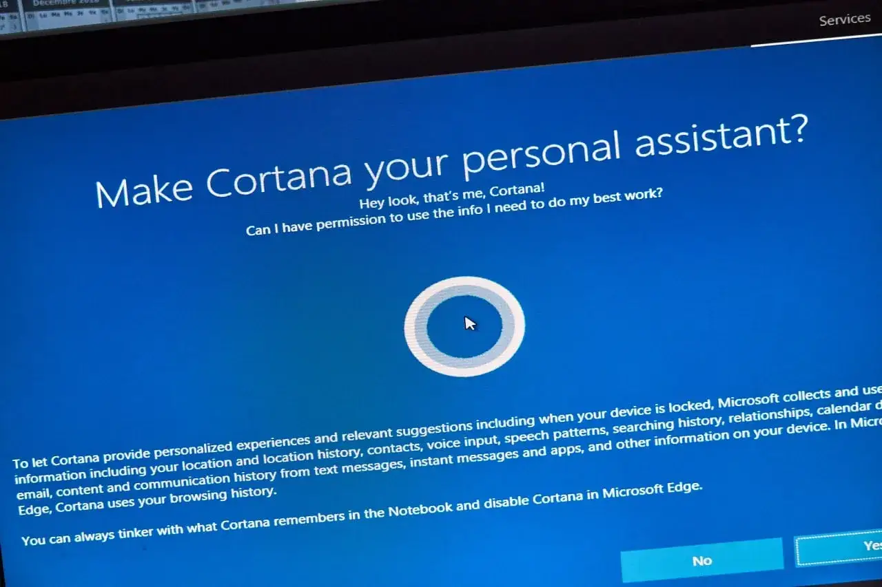 Ekran Windows 10 z pytaniem 