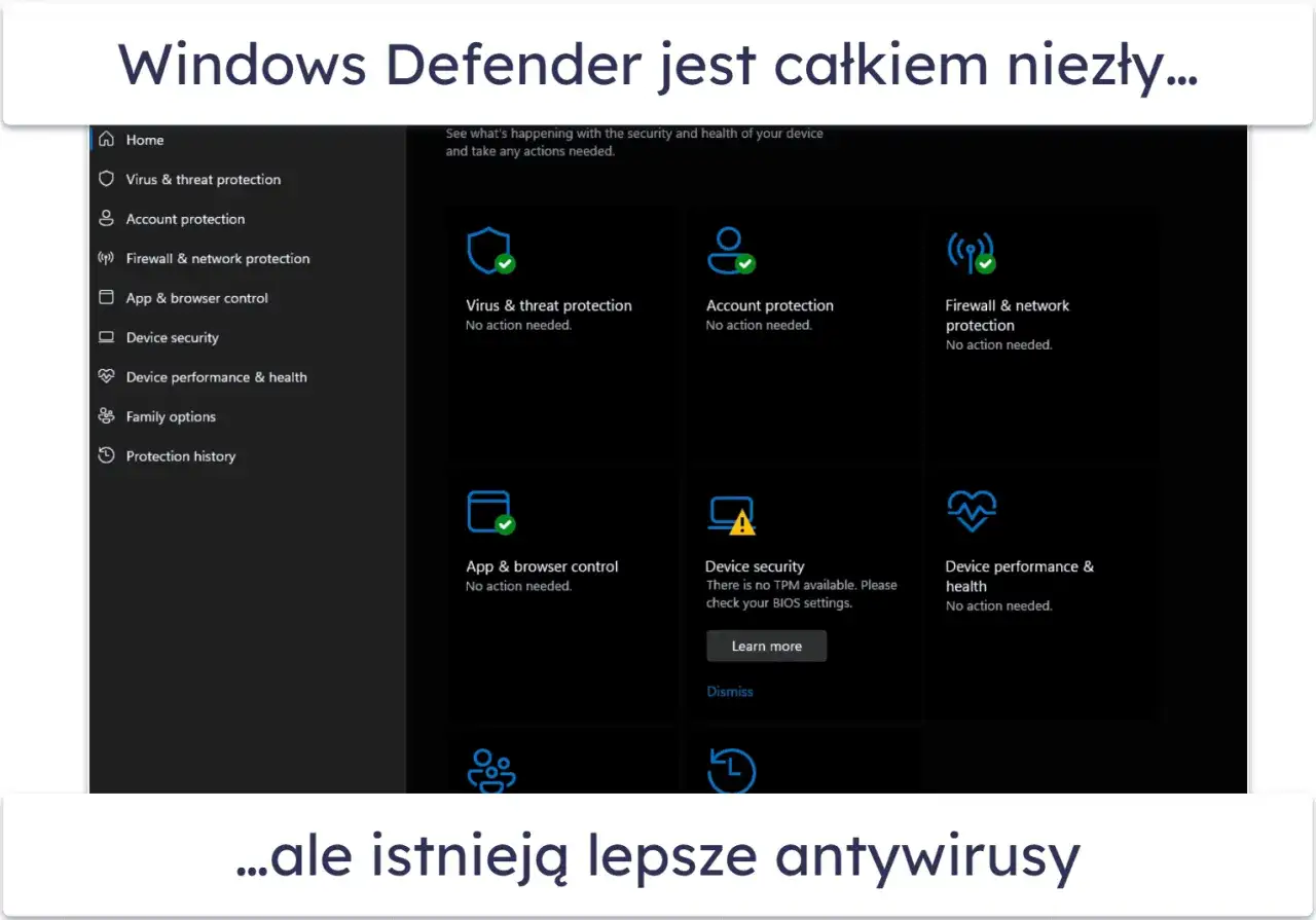 Ochrona sieci i zapora ogniowa w Windows Defenderze.