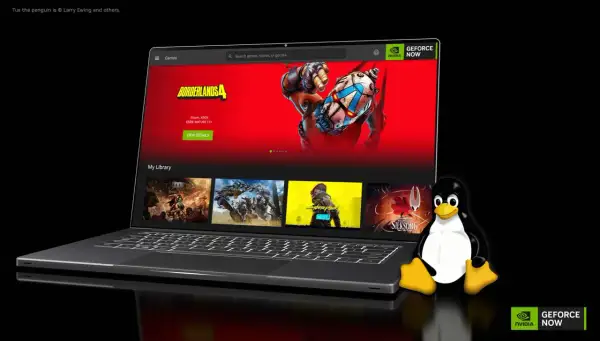Laptop z GeForce NOW, gra Borderlands 4. Wybór między nvidia czy radeon? Tux kibicuje!