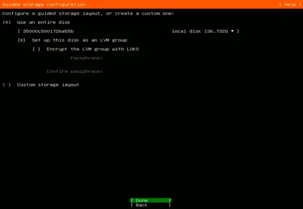 Konfiguracja dysku w Linux: wybór partycji, tworzenie grupy LVM, szyfrowanie LUKS. Montowanie dysku Linux.