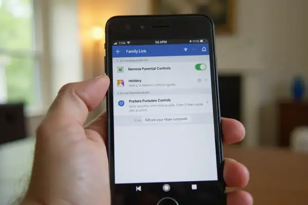 Jak usunąć hakera z telefonu? Na ekranie aplikacji Family Link widać opcję "Remove Parental Controls", która może pomóc w odzyskaniu kontroli.