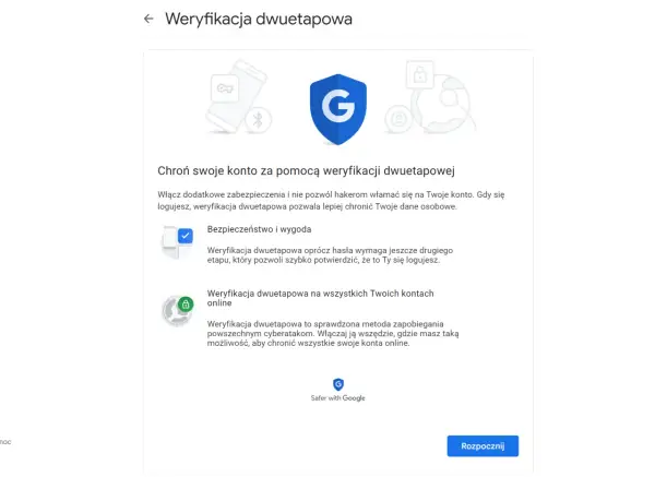 Weryfikacja dwuetapowa Google chroni Twoje konto. Dodatkowe zabezpieczenie, które działa jak druga warstwa ochrony.