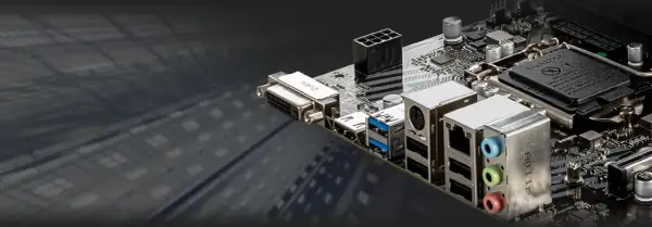 Płyta główna MSI H410M PRO z portami USB, DVI i złączem LGA12XX.