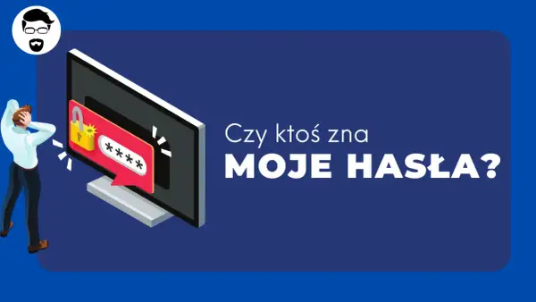 Zmartwiony mężczyzna, jak agent Tesla, widzi na ekranie kłódkę i cztery gwiazdki. Czy ktoś zna MOJE HASŁA?