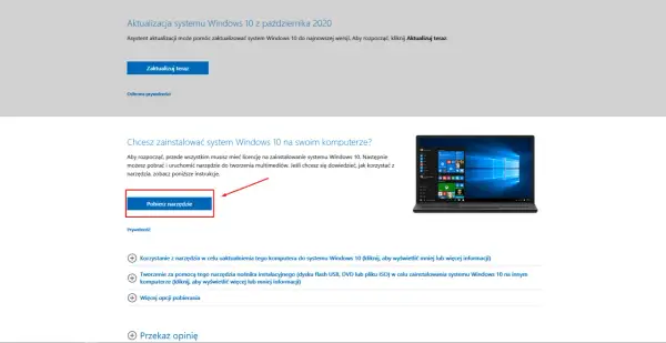 Chcesz dowiedzieć się, jak zaktualizować system Windows 10? Kliknij "Pobierz narzędzie", aby rozpocząć.